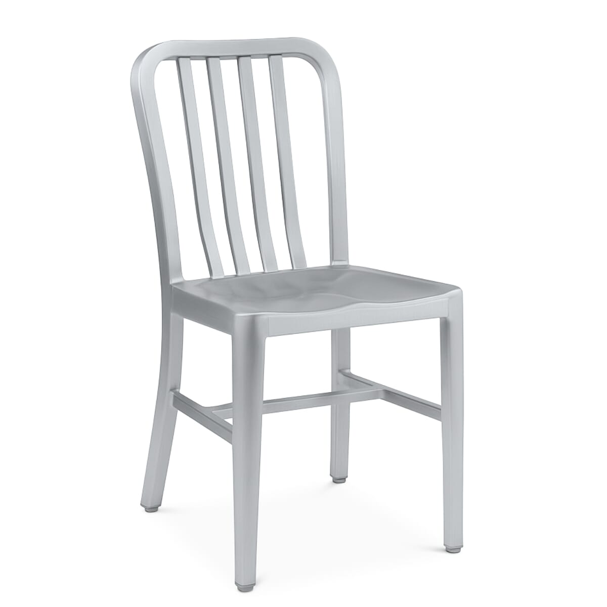 Outdoor Aluminum Navy-Style Vertical-Back Commercial Chair in Silver