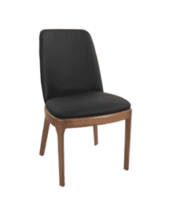 Quick Ship Townsend Restaurant Chair With a Cherry Frame and Black Vinyl