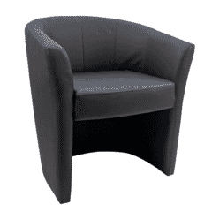 Fully Upholstered - Tailored Black Vinyl Tub Chair