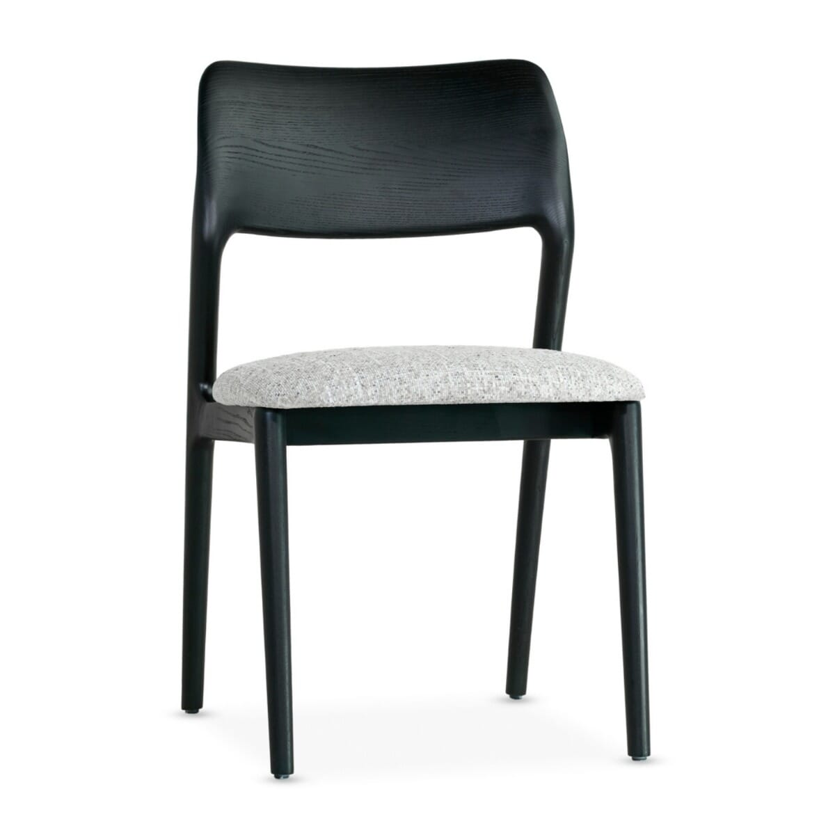 Milo Black Wood Restaurant Chair with Contoured Back and Upholstered Seat