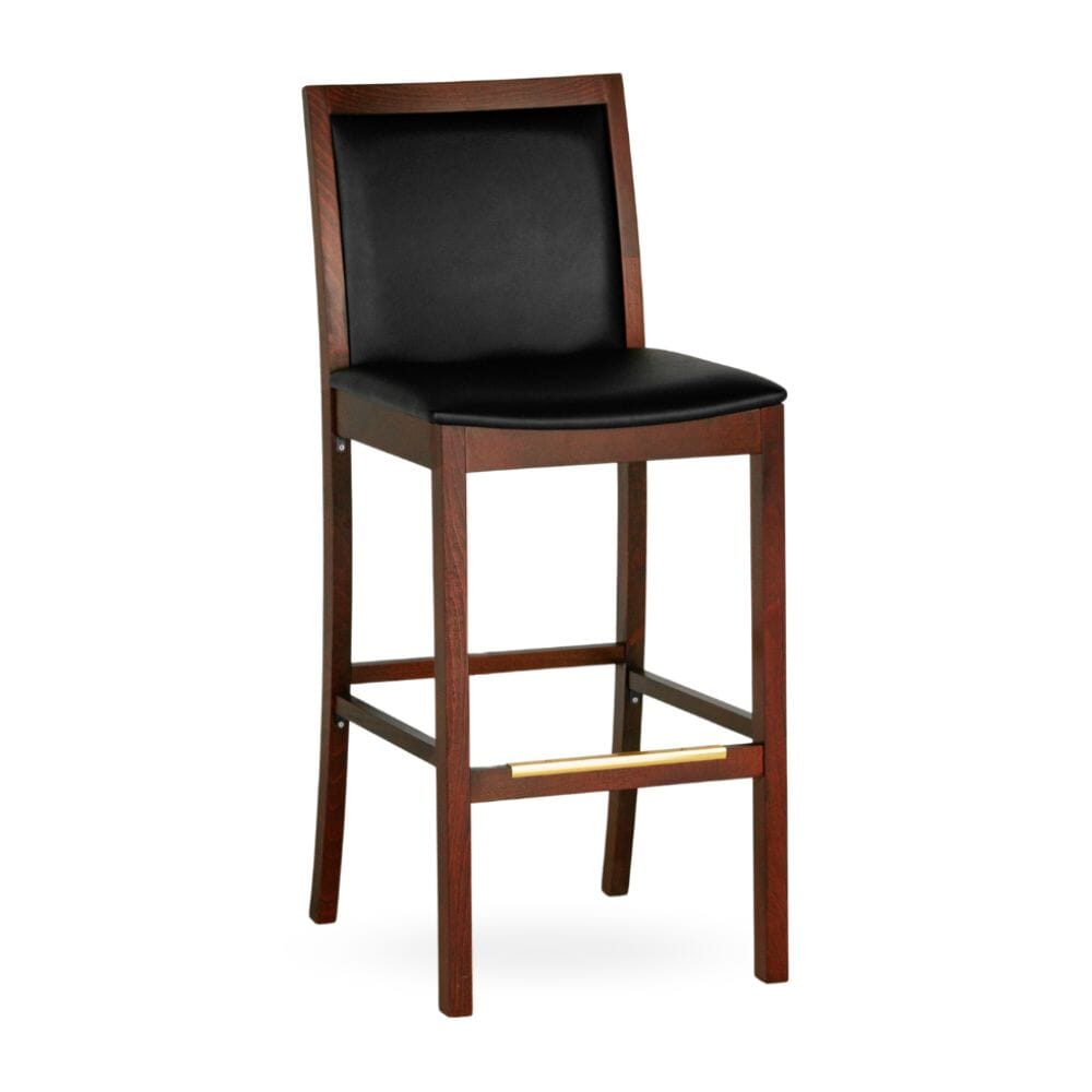 Fully Upholstered Light Walnut Wood Morgan Restaurant Bar Stool