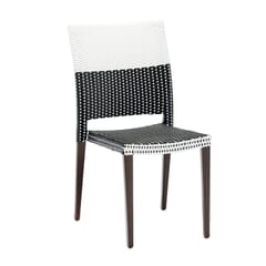 Stackable Aluminum Frame Black and White Synthetic Wicker Chair 