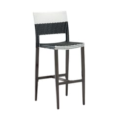 Aluminum Frame Black and White Synthetic Wicker Bar Stool 