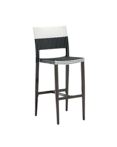 Aluminum Frame Black and White Synthetic Wicker Bar Stool (Side)