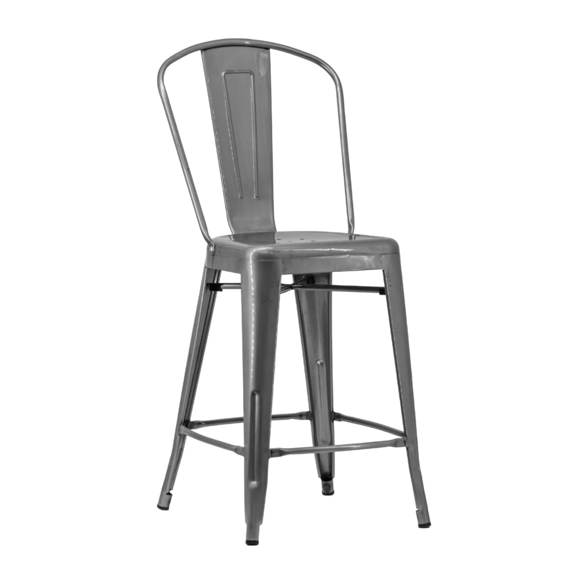 Distressed Clear Steel Tolix Restaurant Bar Stool in Counter Height