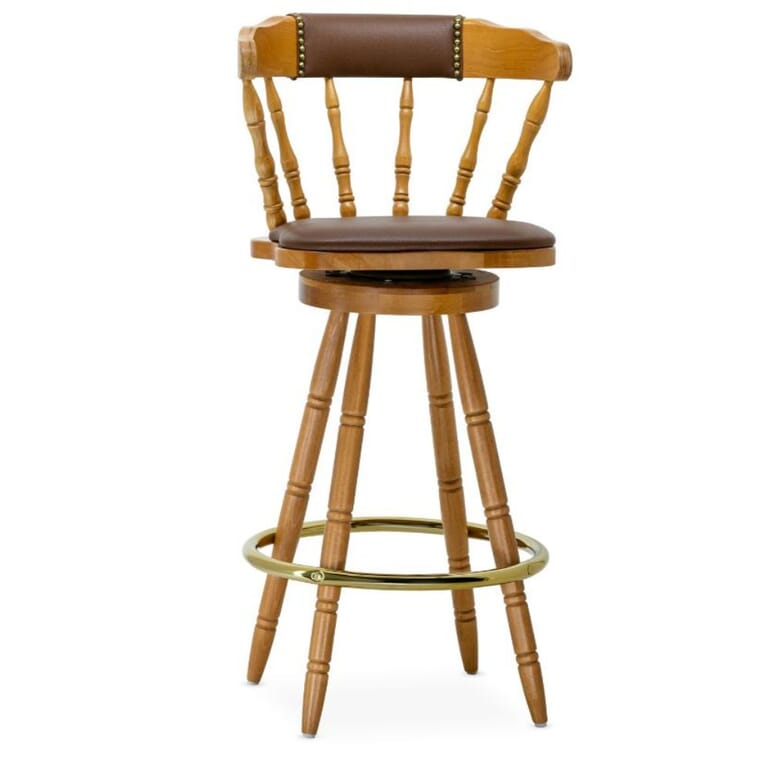Restaurant Bar Stool Honey Oak with Trim Upholstered