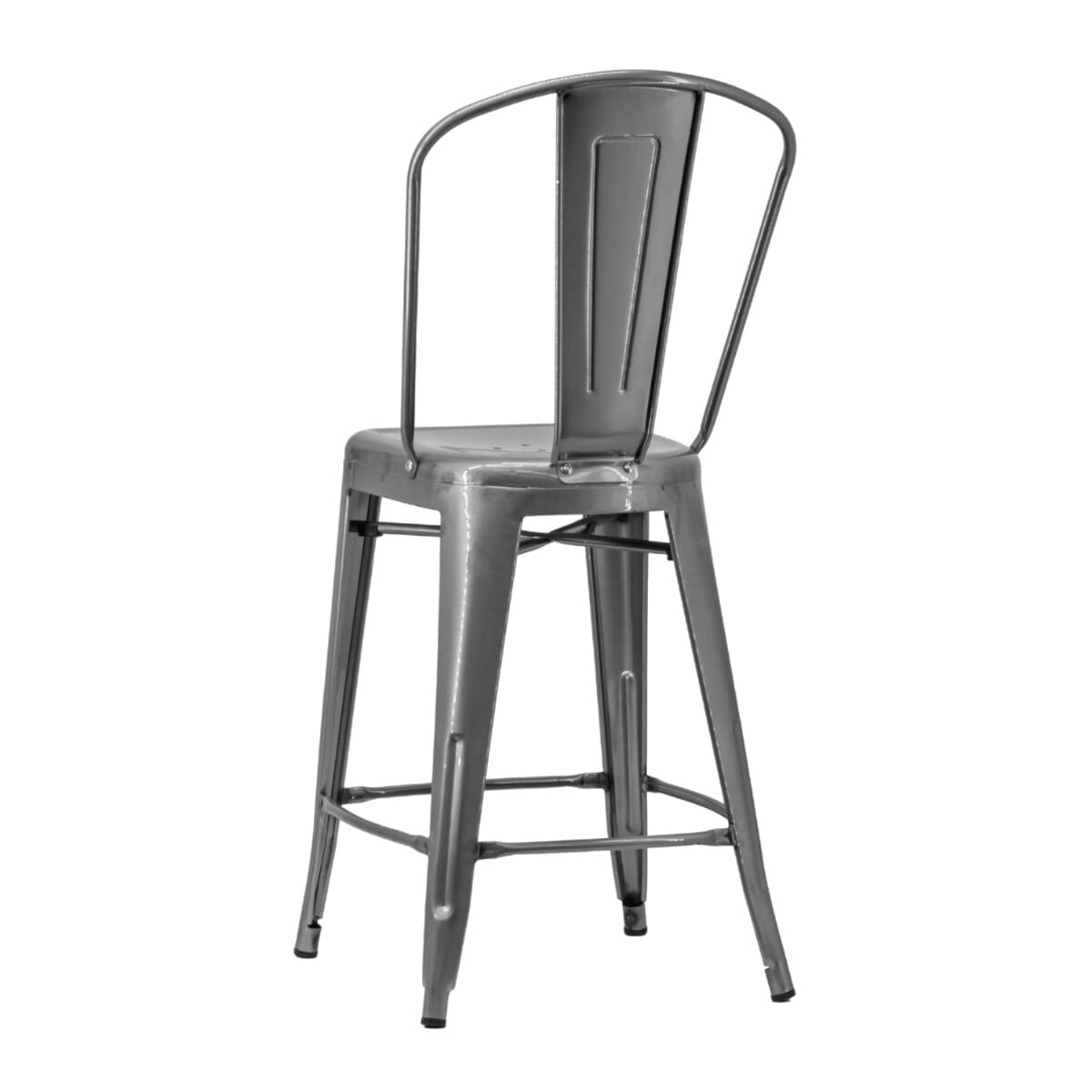 Distressed Clear Steel Tolix Restaurant Bar Stool in Counter Height