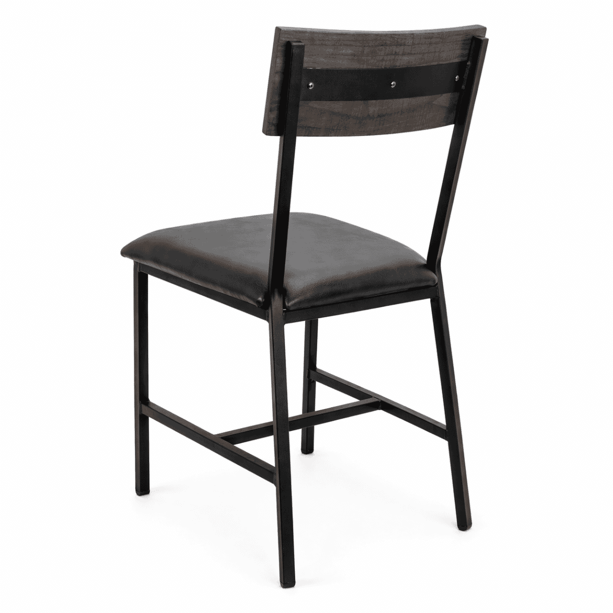 Gray Oak Wood Restaurant Chair with Black Industrial Steel Frame