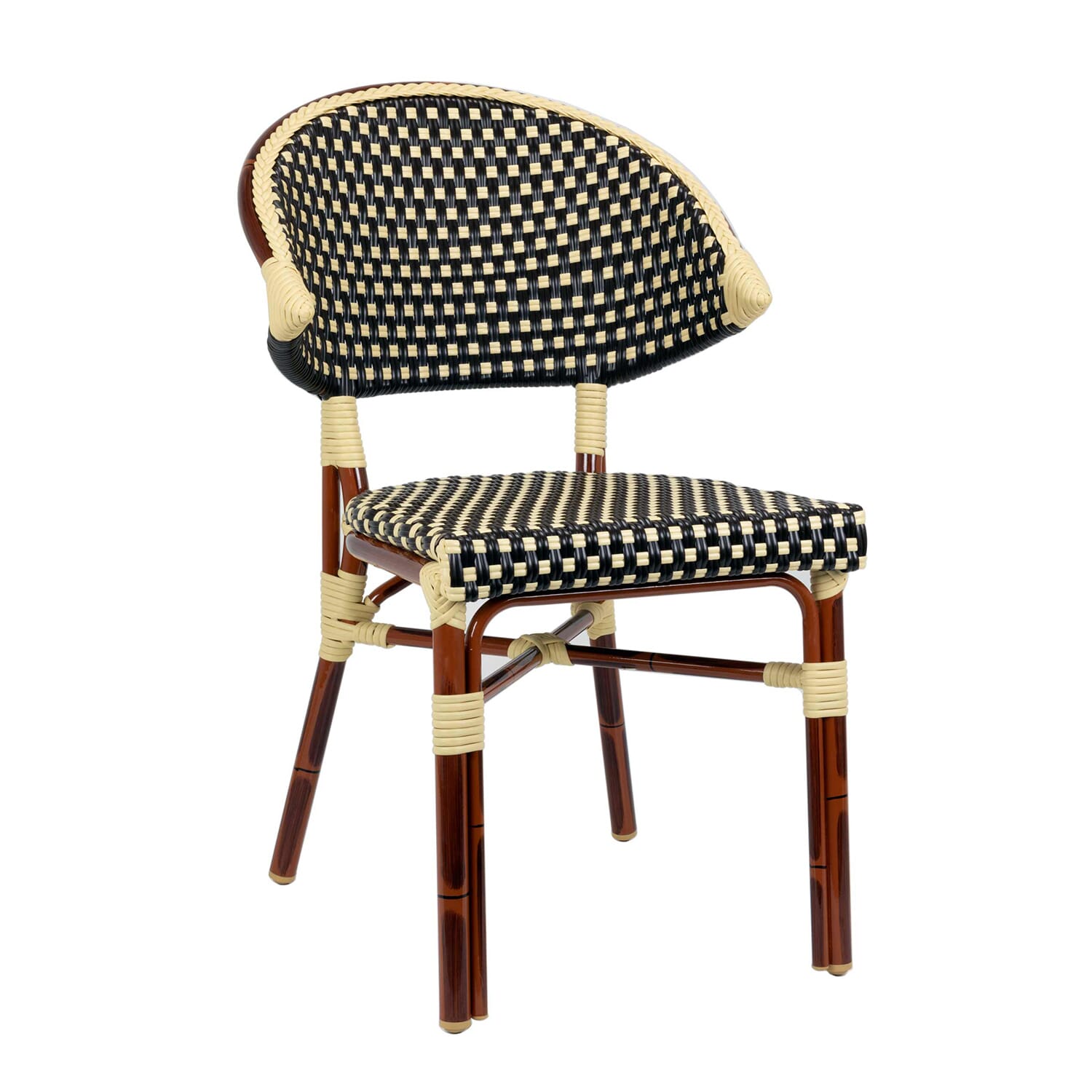 Outdoor Stackable Aluminum  Bamboo-Look Chair in Brown