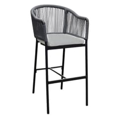 Brezza Outdoor Rope Restaurant Bar Stool with Gray Seat and Back