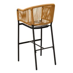 Brezza Outdoor Rope Restaurant Bar Stool with Tan Seat and Back