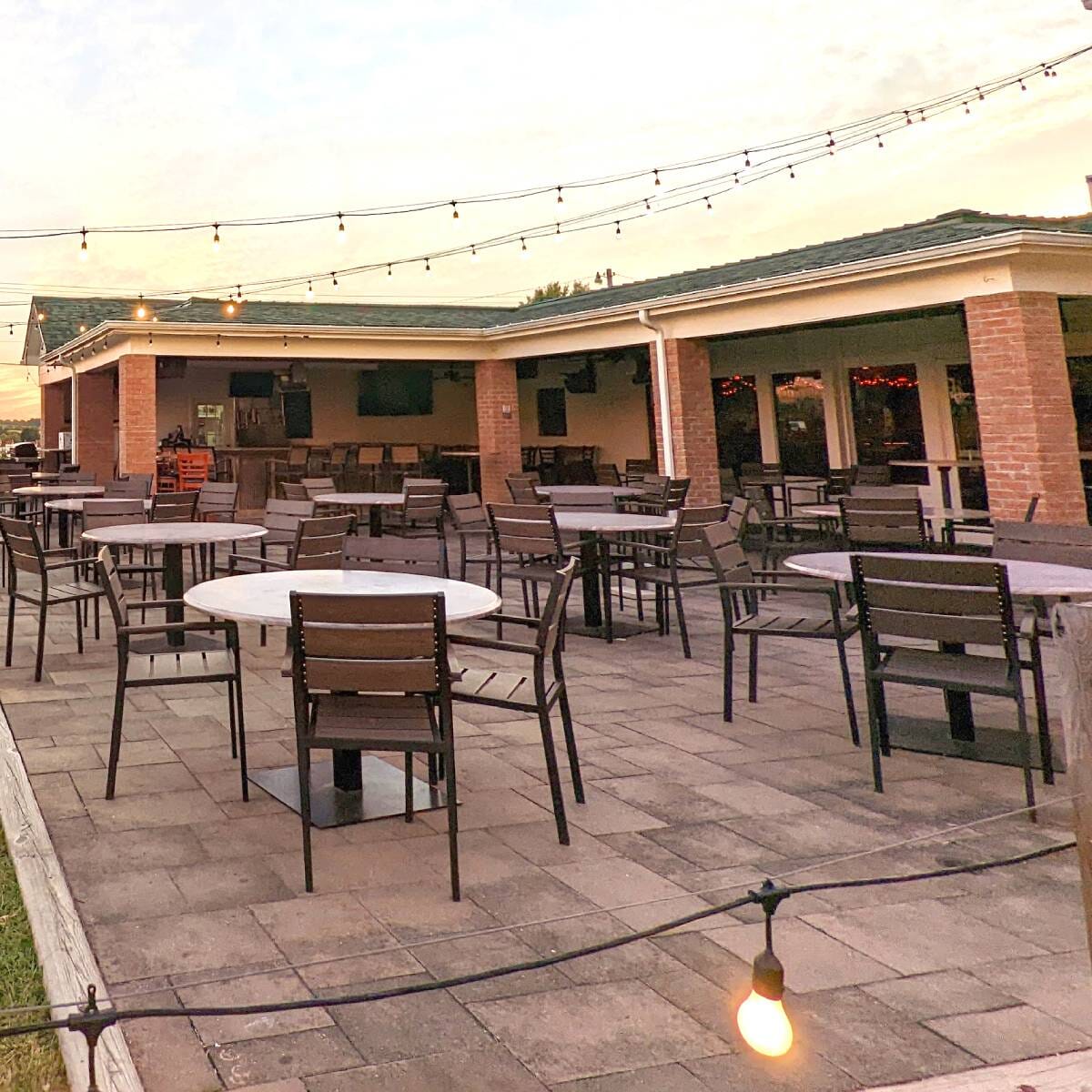 Outdoor Stackable Aluminum Arm Chair with Brushed Brown Synthetic Teak Wood Slats