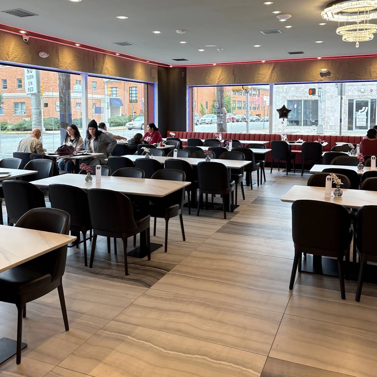 Grace Modern Fully Upholstered QuickShip Wood Restaurant Chair with Black Vinyl