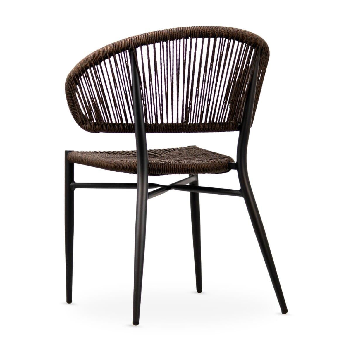 Palmera Stackable Outdoor Restaurant Rope Chair with Brown Seat and Back