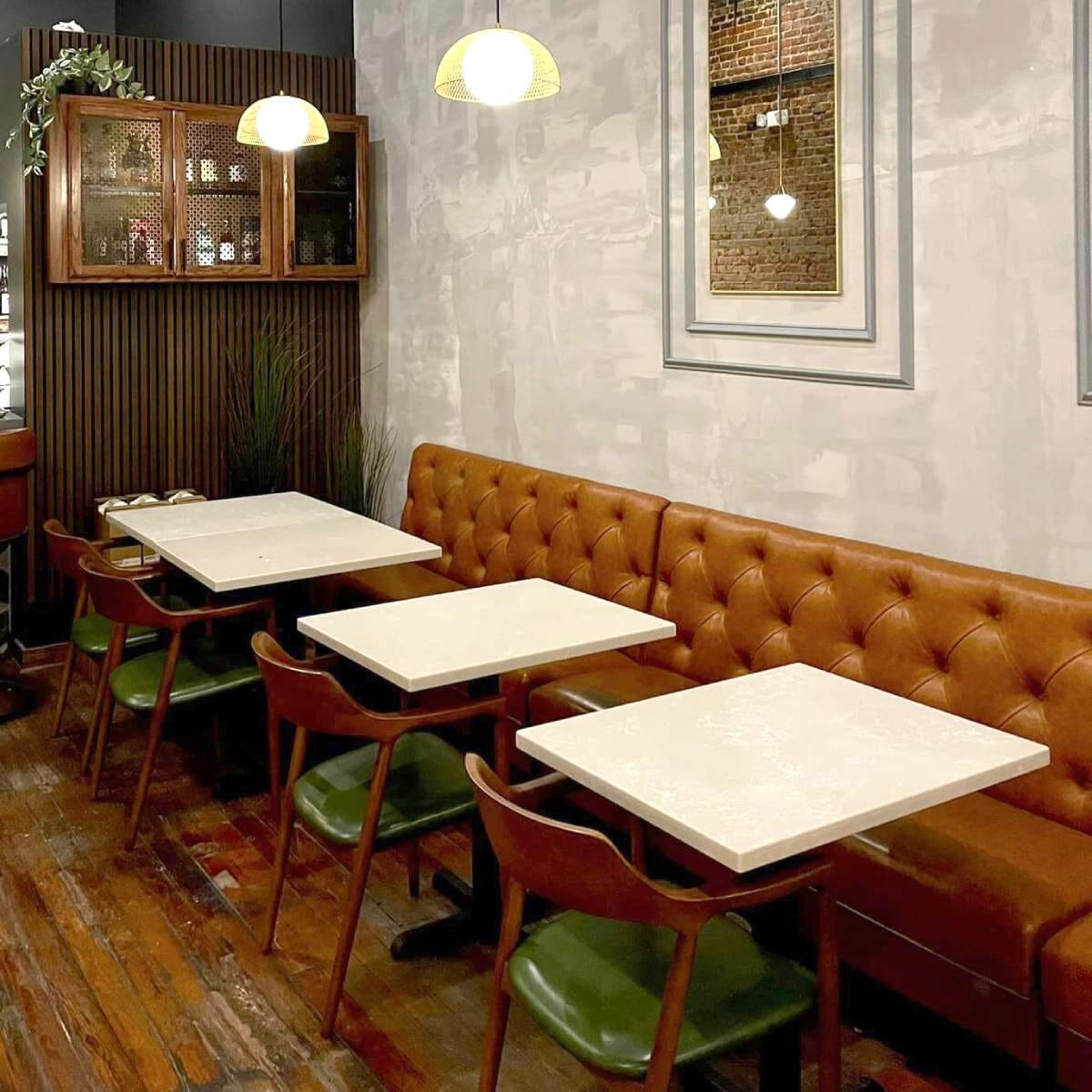 Commercial-grade quartz stone restaurant table tops