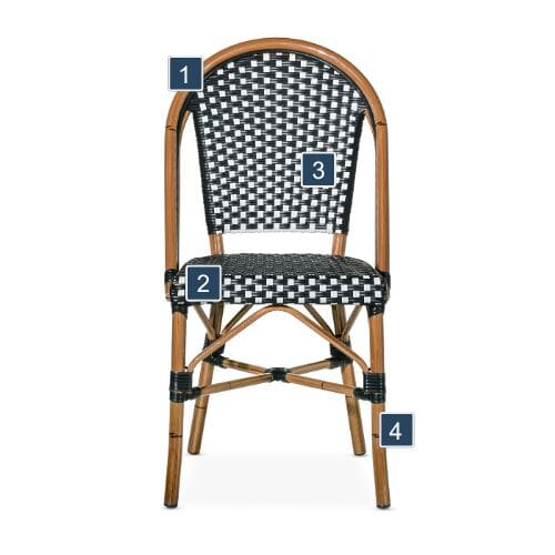 Black/White Outdoor Bistro Chair Features 