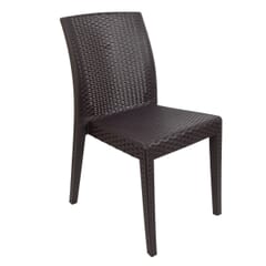 Curved-Back Brown Wicker Look Resin Chair