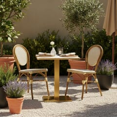 Bamboo-look Stackable Aluminum Frame Textilene Mesh Seat and Back Restaurant Chair