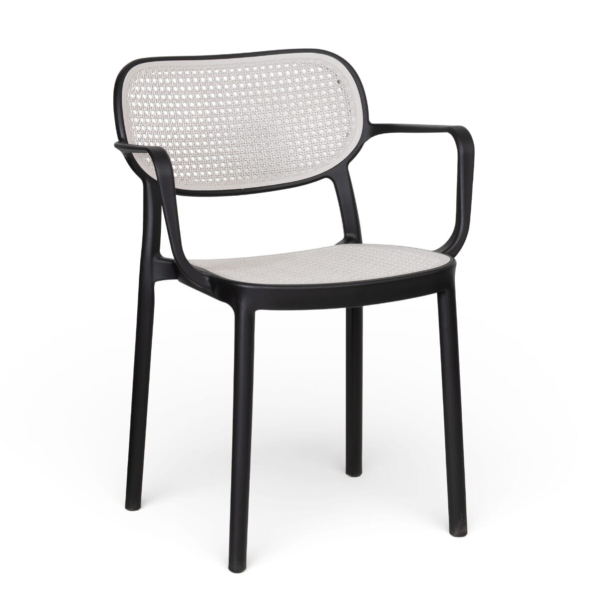 Indoor/Outdoor Resin Restaurant Arm Chair with Mesh Seat and Back