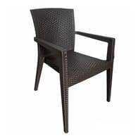 Curved-Back Brown Wicker look  Chair with Arms