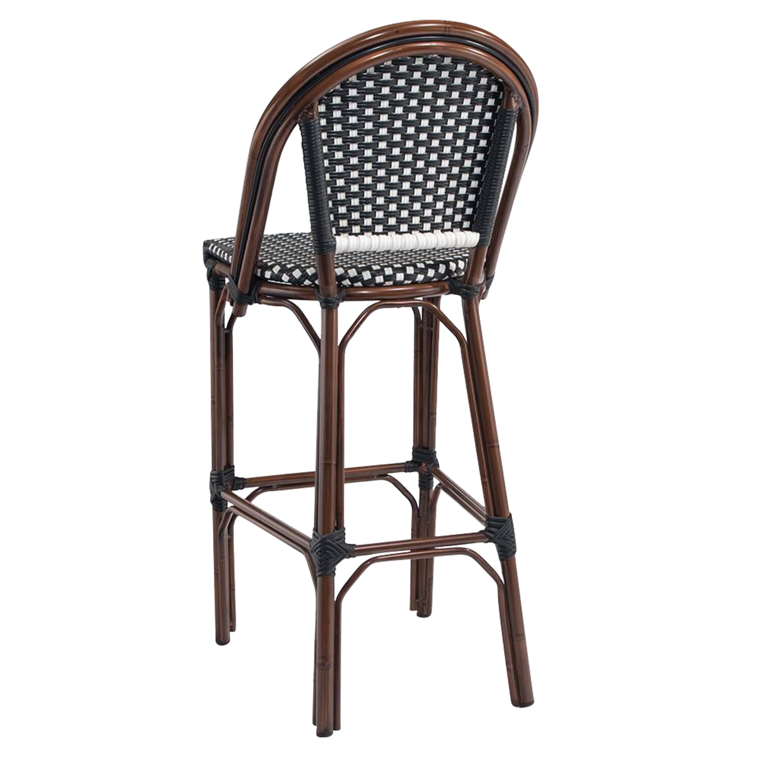 Curved Back Synthetic Wicker Bamboo Commercial Outdoor Bar Stool