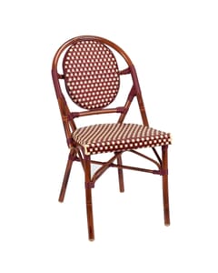 Rounded-Back Synthetic Wicker & Bamboo Commercial Outdoor Chair (Front)