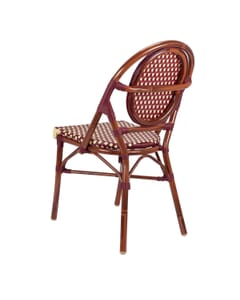 Aluminum Bamboo Look Stackable Chair in Mahogany 