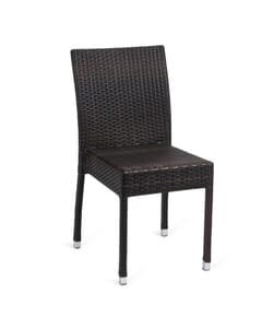 Square-Back Synthetic Wicker Outdoor Restaurant Chair (Front)