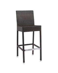 Square-Back Synthetic Wicker Outdoor Restaurant Bar Stool (front)