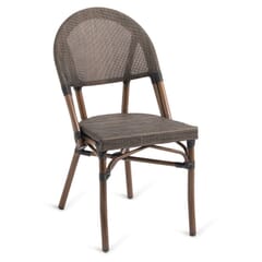 Stackable Synthetic Bamboo & Textilene Mesh Commercial Outdoor Chair