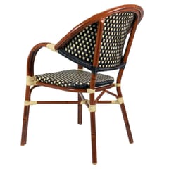 Outdoor Stackable Aluminum Bamboo-Look Arm Chair in Brown