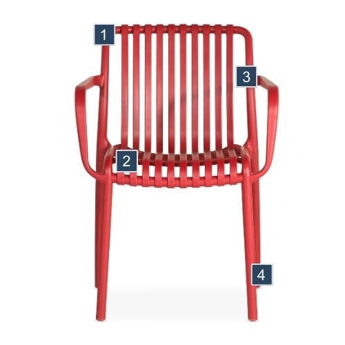 Red Resin Palissade Arm Chair Features