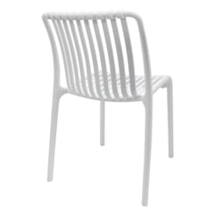 Stackable Indoor/Outdoor Resin Chair With Striped Seat and Back in White