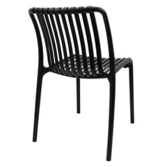 Stackable Indoor/Outdoor Resin Chair With Striped Seat and Back in Black