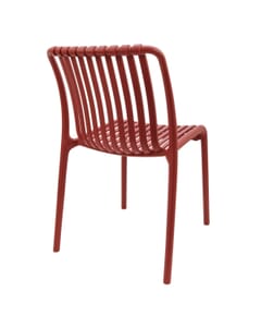 Stackable Indoor/Outdoor Resin Chair With Striped Seat and Back in Red