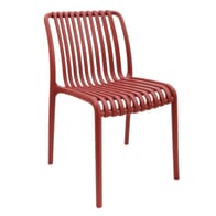 Stackable Indoor/Outdoor Resin Chair With Striped Seat and Back in Red