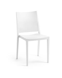 Stackable Indoor/Outdoor Resin Chair With Square Back in White