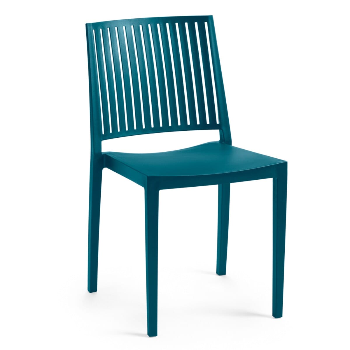 Vento Stackable Indoor/Outdoor Resin Restaurant Chair With Striped Square Back in Light Blue
