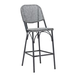 Stackable Powder Coated Aluminum Bar Stool with Textilene Gray Seat and Back in Charcoal
