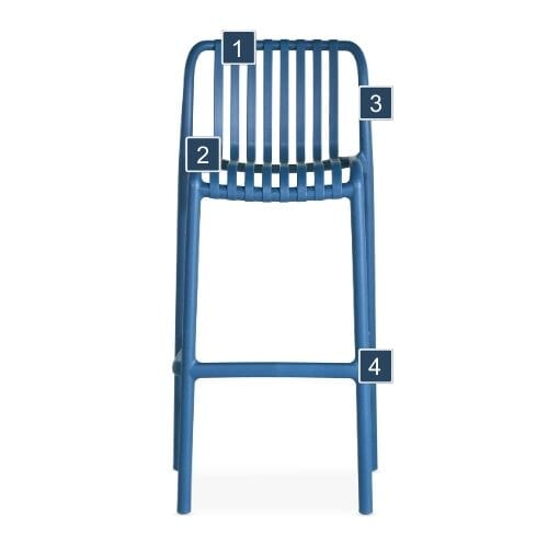 Blue Resin Palissade Bar Stool Features