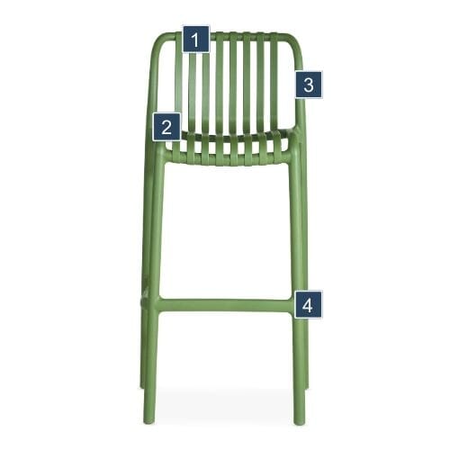 Green Resin Palissade Bar Stool Features