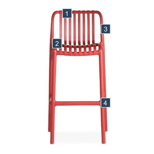 Red Resin Palissade Bar Stool Features