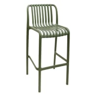 Stackable Indoor/Outdoor Resin Bar Stool With Striped Seat and Back in Green 