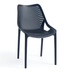 Stackable Indoor/Outdoor Black Resin Restaurant Chair With Mesh Design