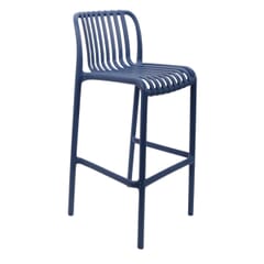 Outdoor Resin Bar Stool with Striped Seat and Back in Blue 