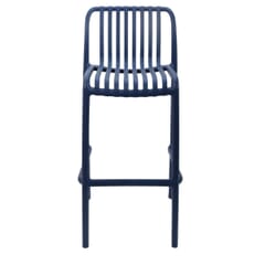 Outdoor Resin Bar Stool with Striped Seat and Back in Blue 