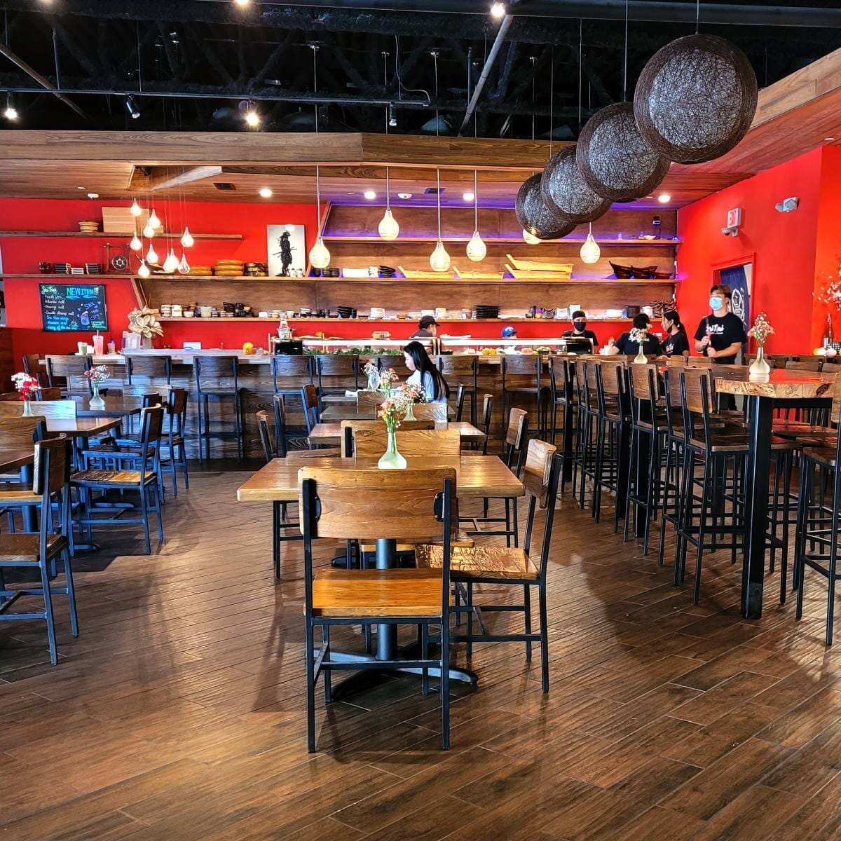 Eden Metal Restaurant Chair with Reclaimed Walnut Wood Back