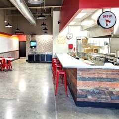 Red Steel Tolix Restaurant Backless Bar Stool