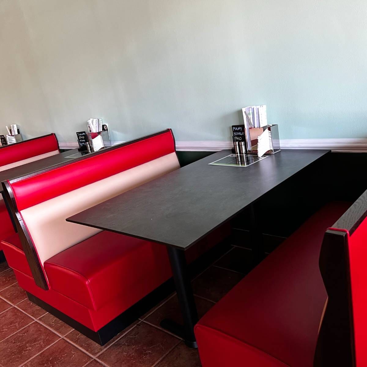 Basic Style Wood Panel Restaurant Booth With Headroll