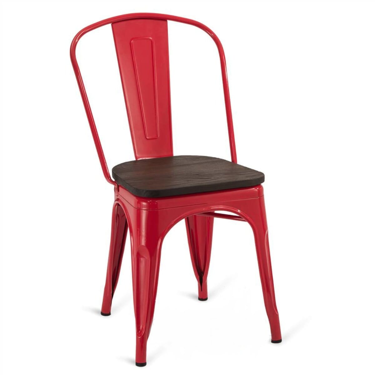 Red Steel Eiffel Stackable Restaurant Chair with Arched Metal Backrest